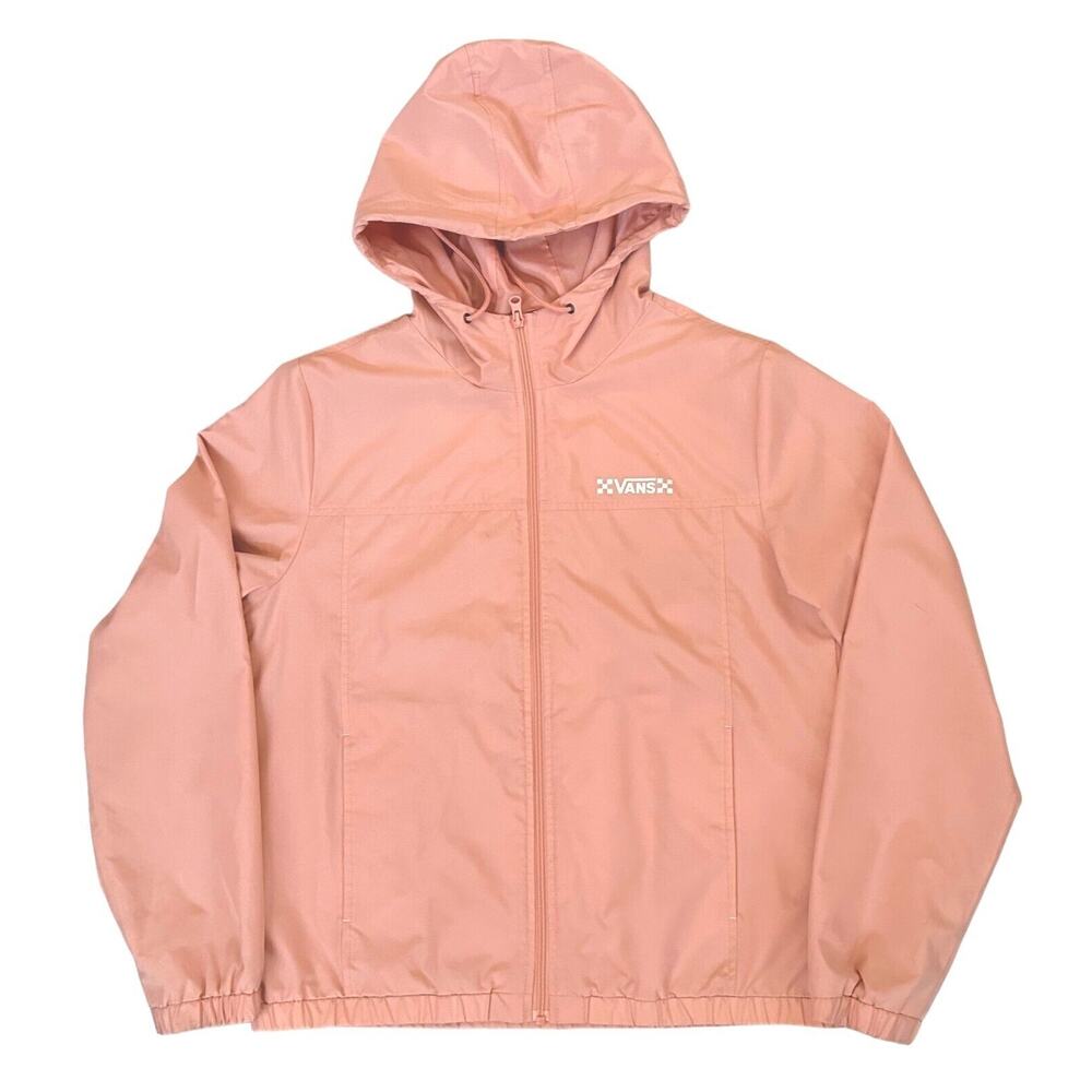 Vans Jacket Womens Medium Long Sleeve Full Zip Lightweight Pink Hood Outdoors